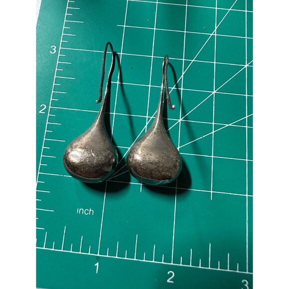 Vtg Sterling Silver Teardrop Long Dangle Drop Earrings Modernist Mid Mod Read - Picture 13 of 16